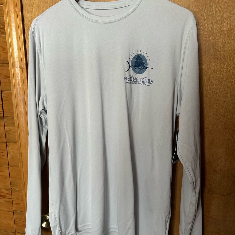 Vapor Apparel Gray Long Sleeve Men’s Shirt Old School Fishing UPF 50+ Large NWT